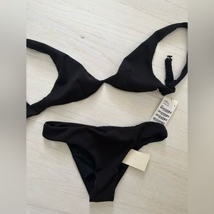 NWT Haight Crepe Black Bikini Set Medium Calcinha Bottom Grazi Top